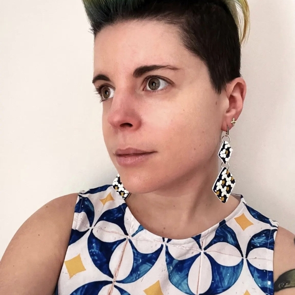 Azulejo Tile Statement Earrings - Picture 6 of 13